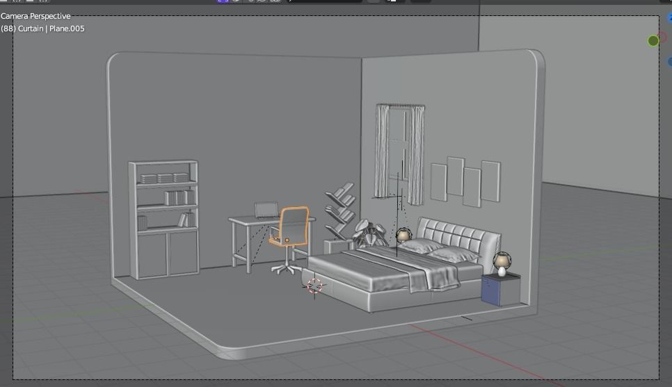 Low Poly Isometric Bedroom 3D Model Low-poly 3D model_4