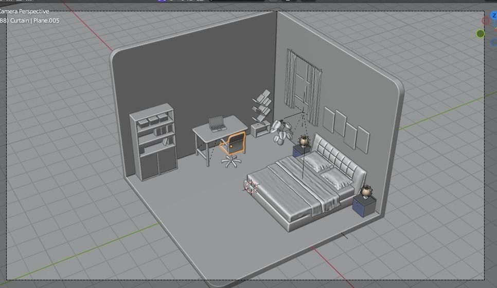 Low Poly Isometric Bedroom 3D Model Low-poly 3D model_5