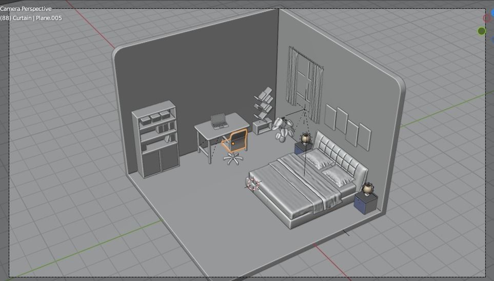 Low Poly Isometric Bedroom 3D Model Low-poly 3D model_8