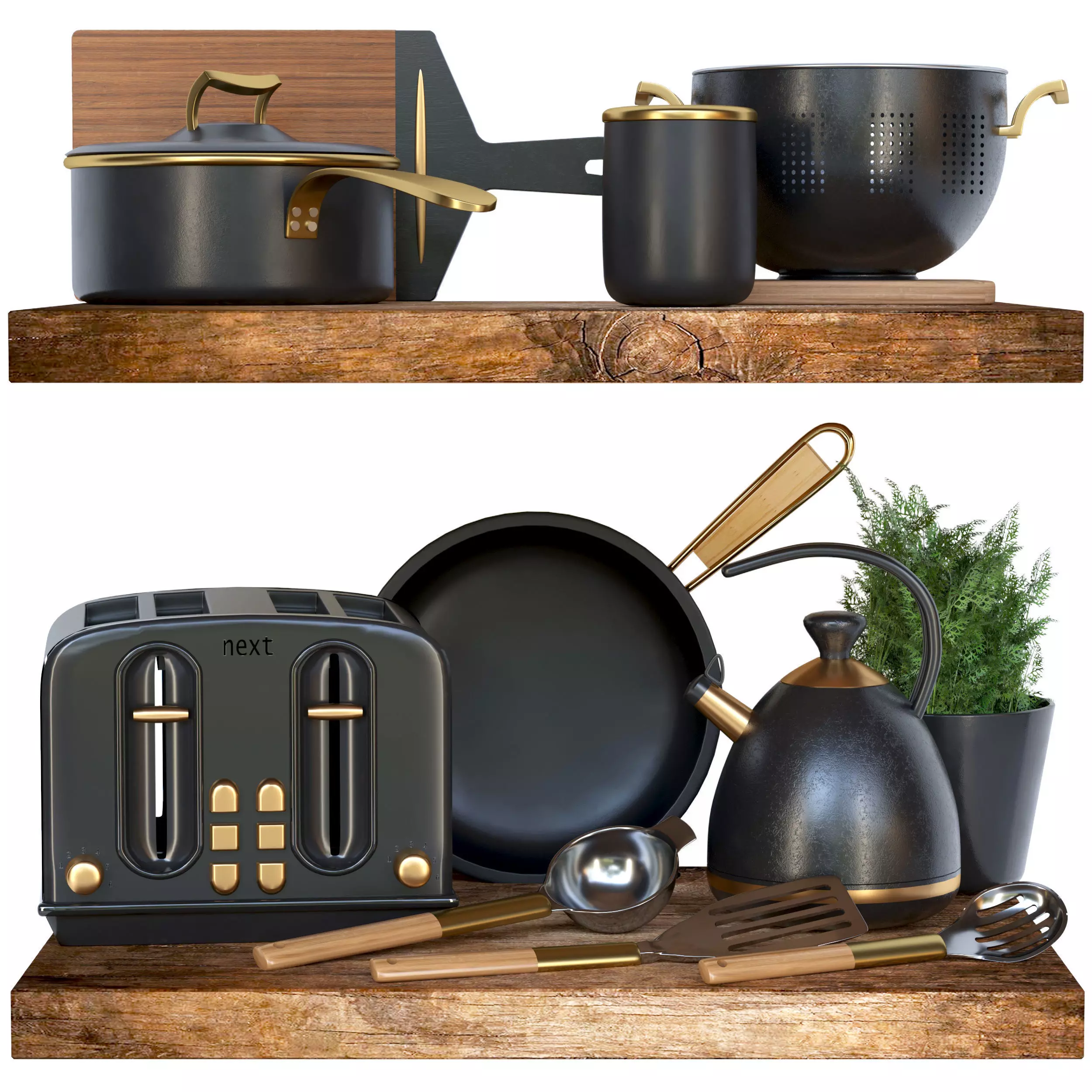 Collection of dishes and kitchen appliances 3D model