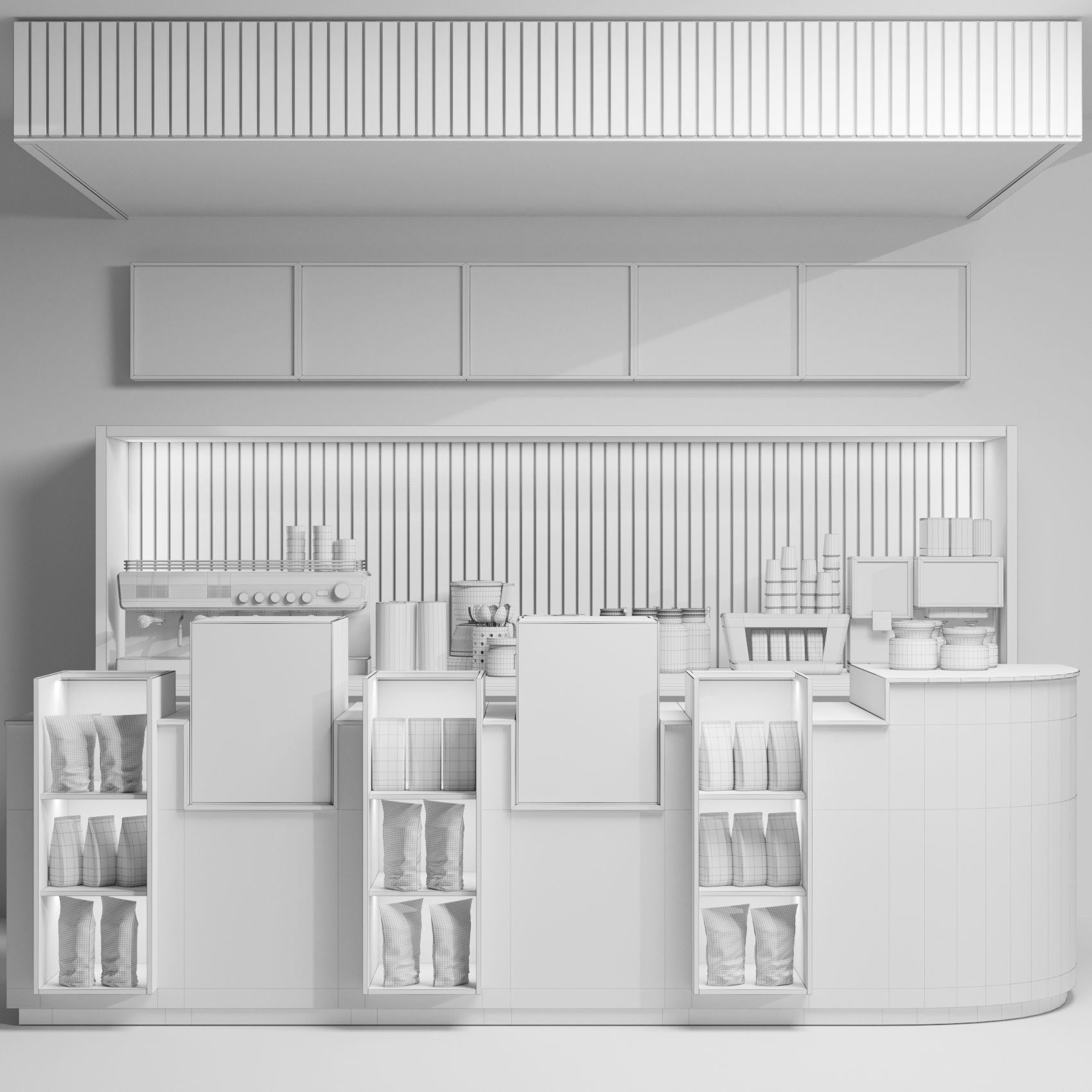 Coffee dot Minimalist cafe with wooden decor 3D model_1