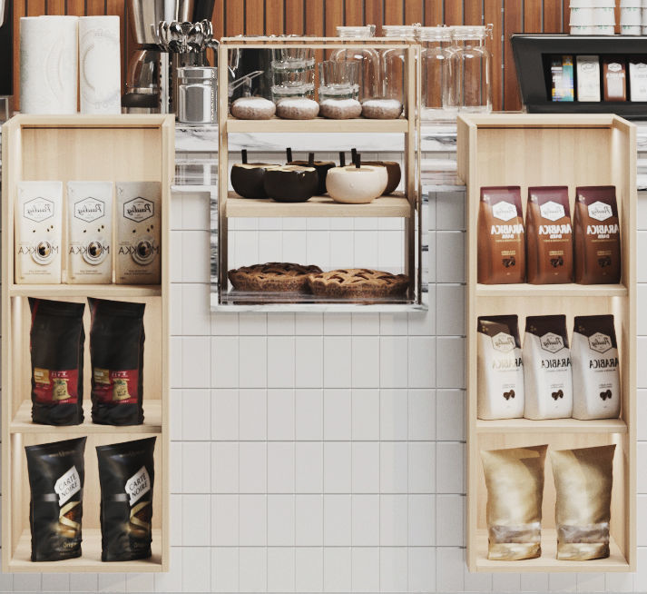 Coffee dot Minimalist cafe with wooden decor 3D model_4
