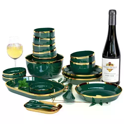 Collection of luxury tableware Service from porcelain