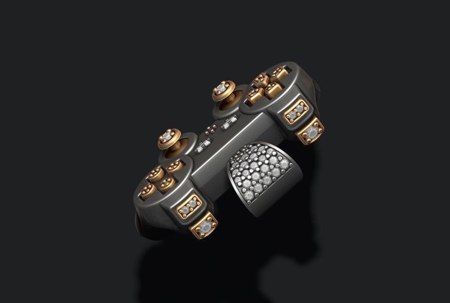 joystick controller pendant with gems 3D print model_7