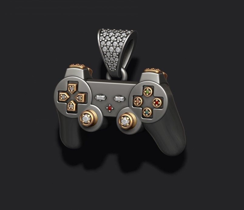 joystick controller pendant with gems 3D print model_1