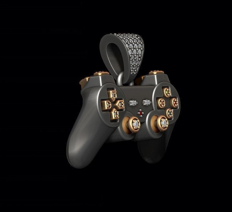 joystick controller pendant with gems 3D print model_6