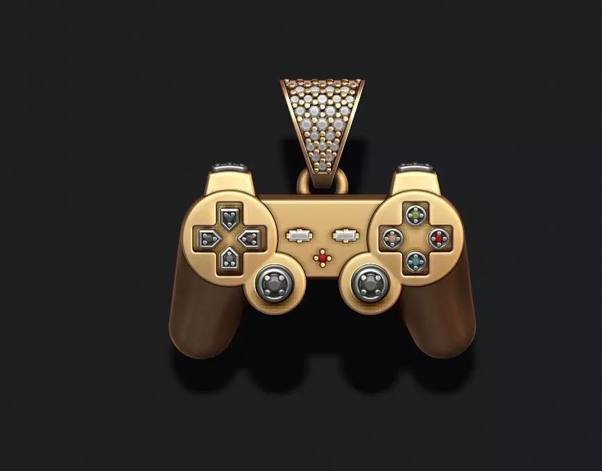 joystick controller pendant with gems 3D print model_0