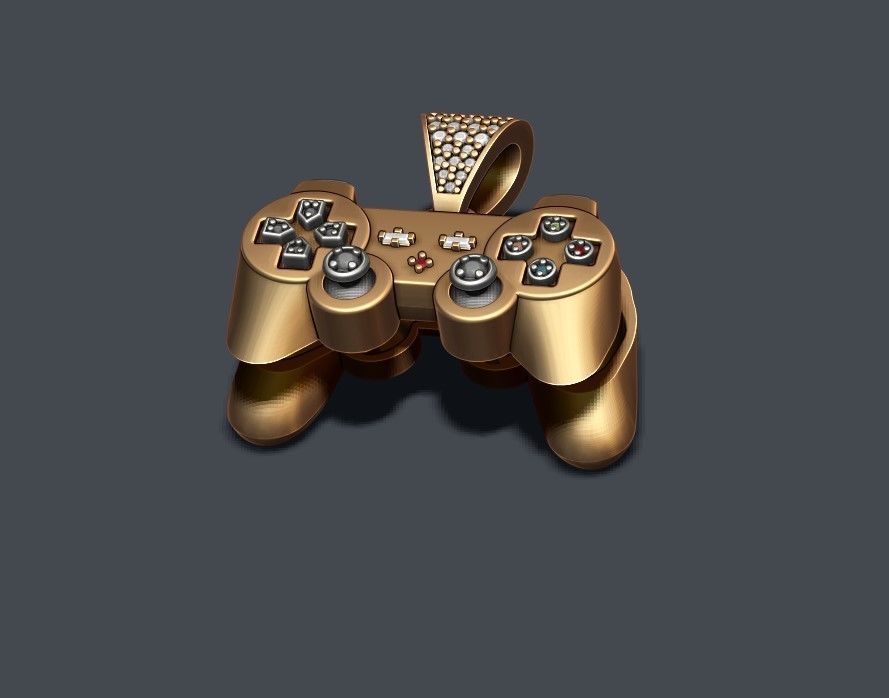 joystick controller pendant with gems 3D print model_5