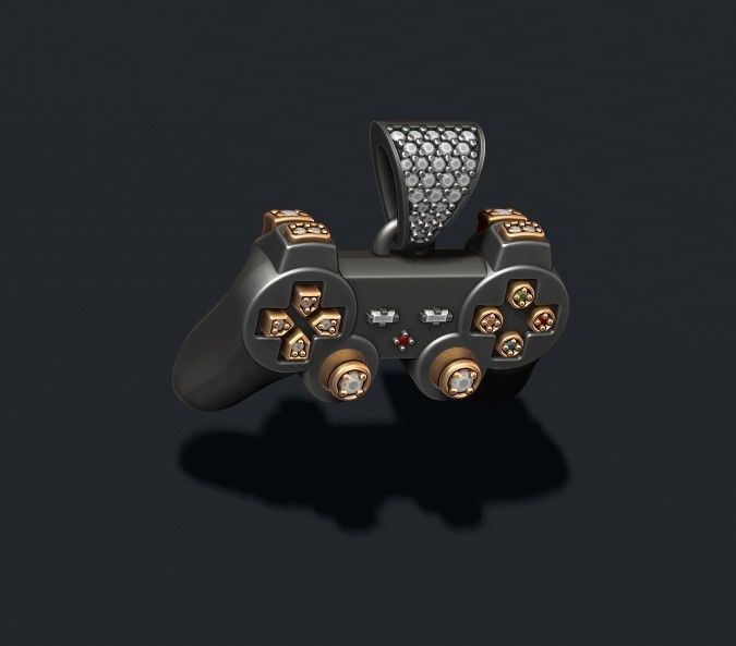 joystick controller pendant with gems 3D print model_8