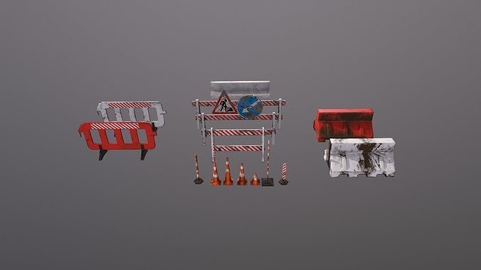 Traffic barriers Low-poly 3D model Low-poly 3D model