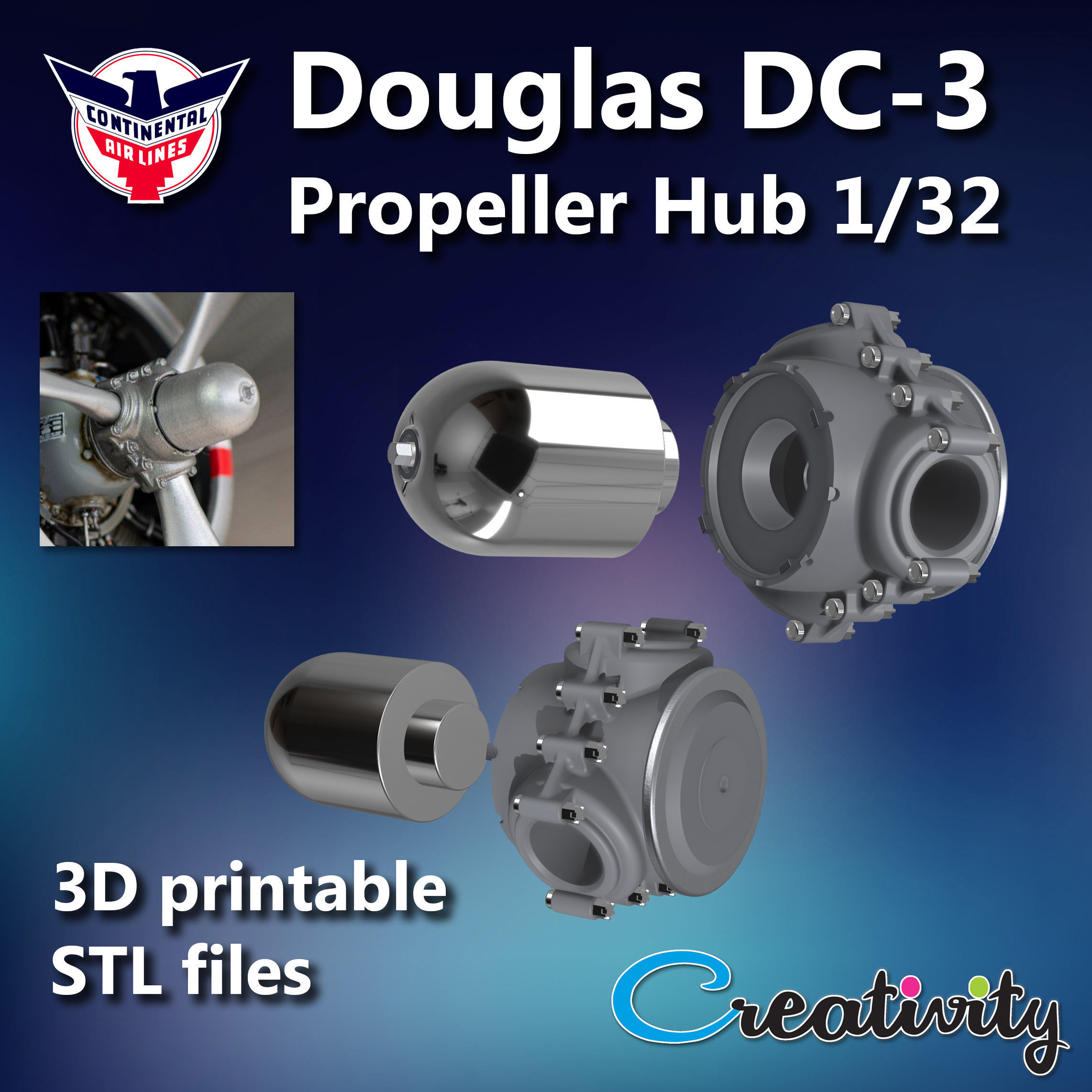 Douglas DC-3 Propeller Hub 1 32  3D print model_1