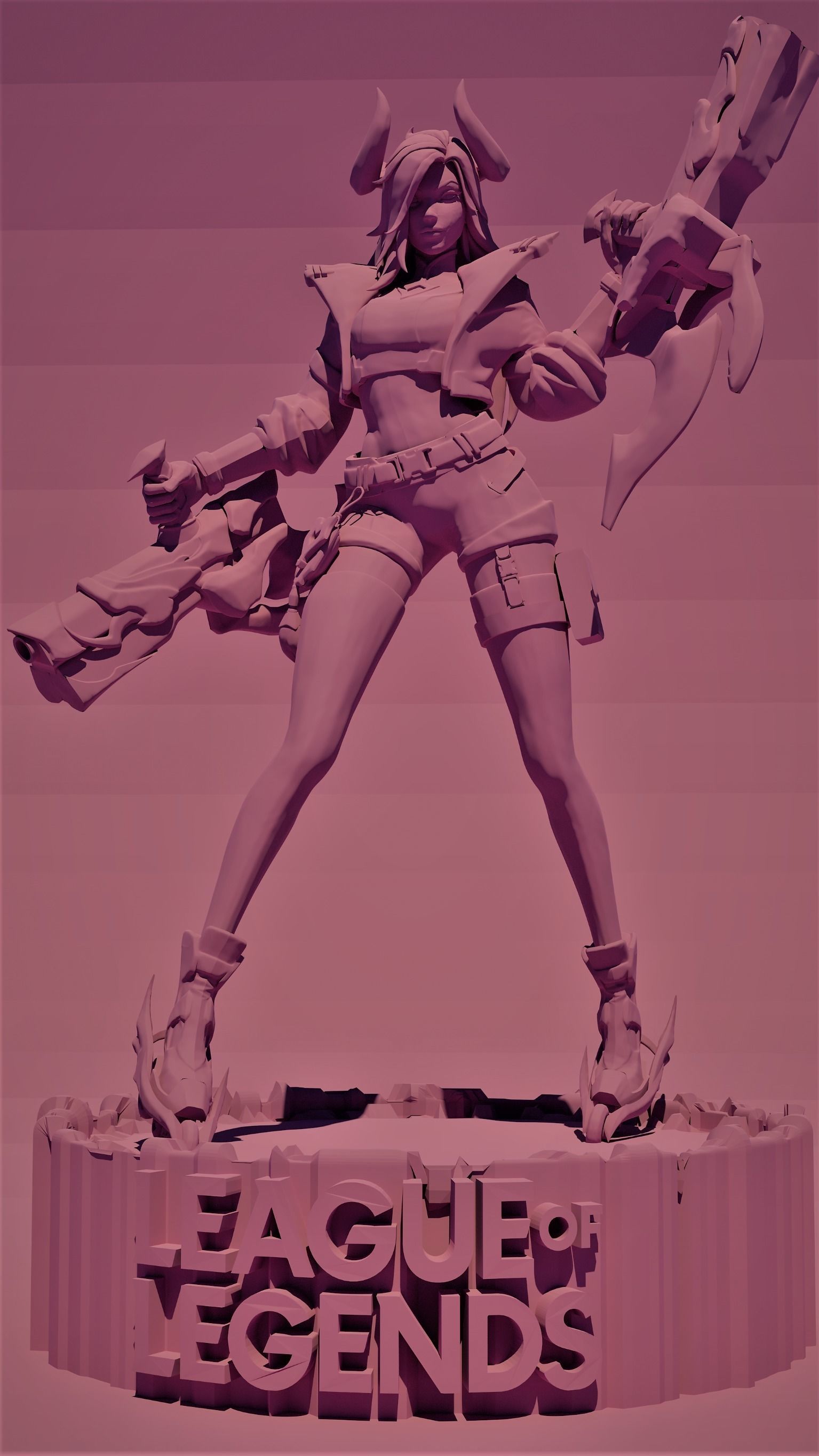 MISS FORTUNE LUNAR BEAST WITH STAND 3D model 3D printable CGTrader