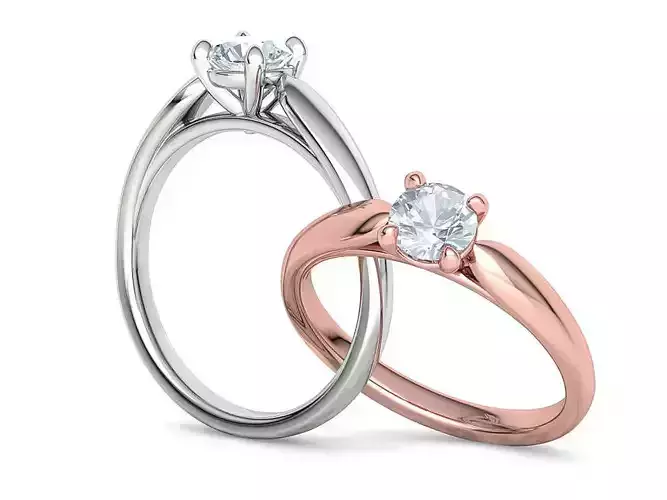 Bespoke Solitaire Ring Half Carat Stone 3Dprint Ring 3D print model