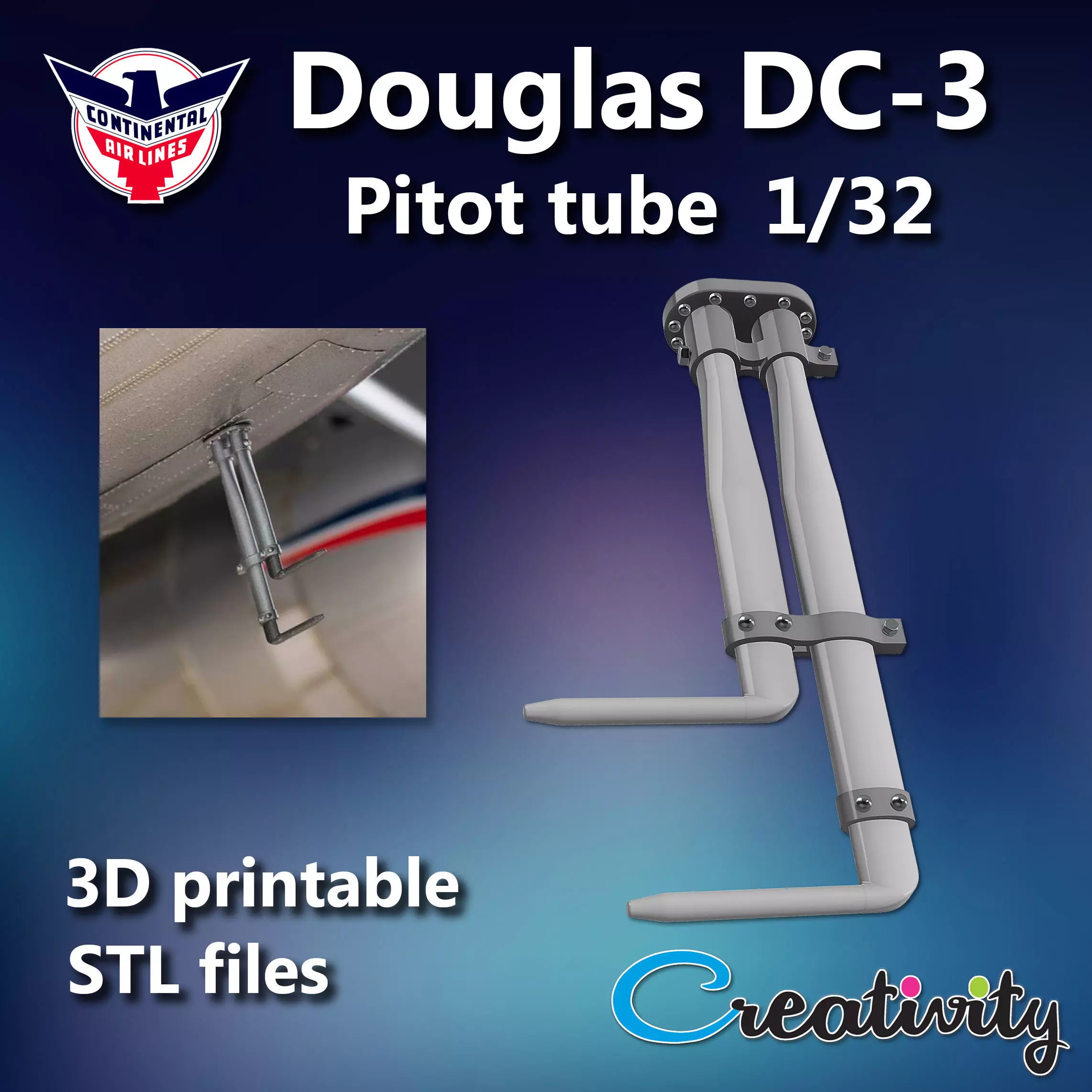 Douglas DC-3 Pitot Tube 1 32  3D print model_0
