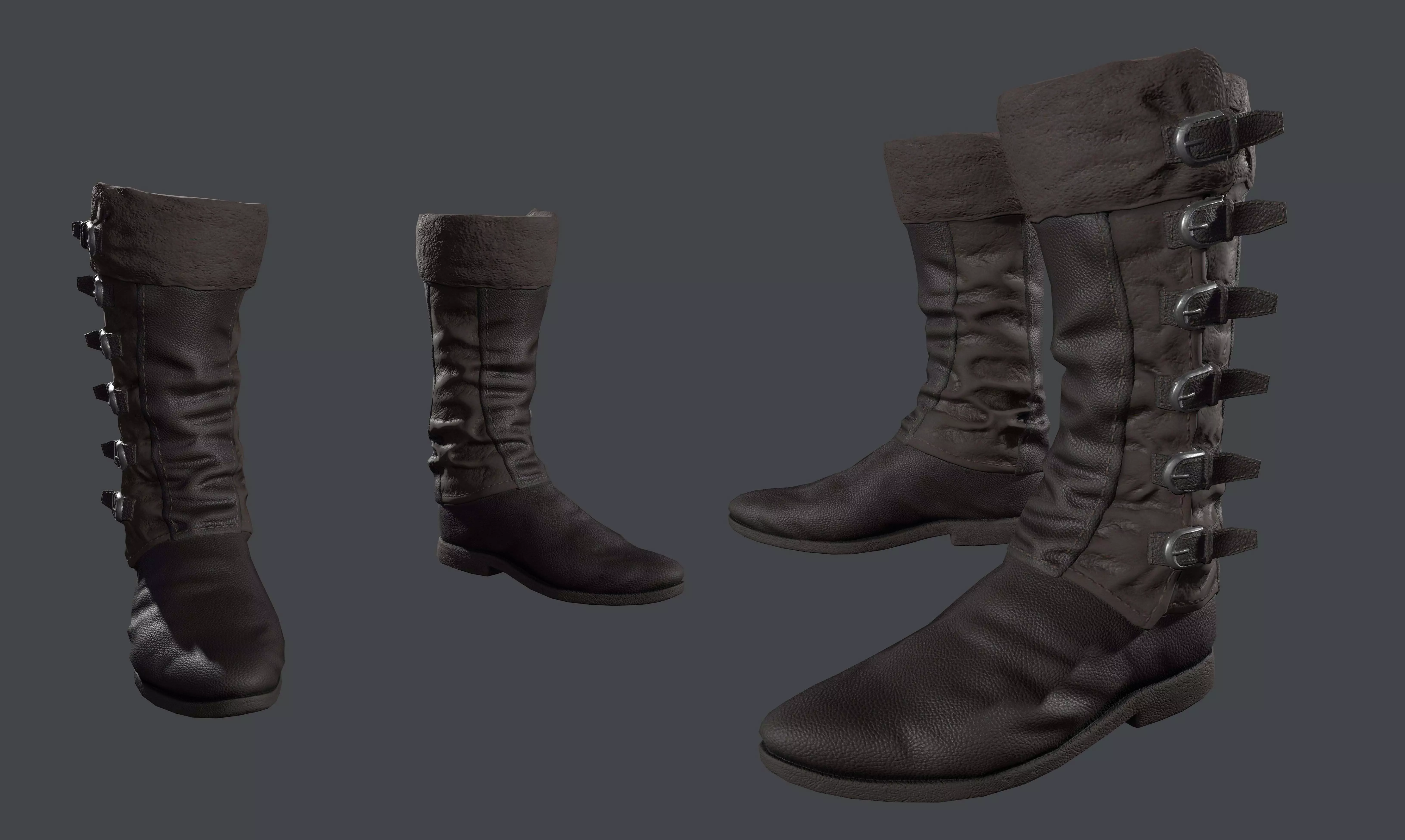 witcher Gloves and Shoes Low-poly 3D model_0