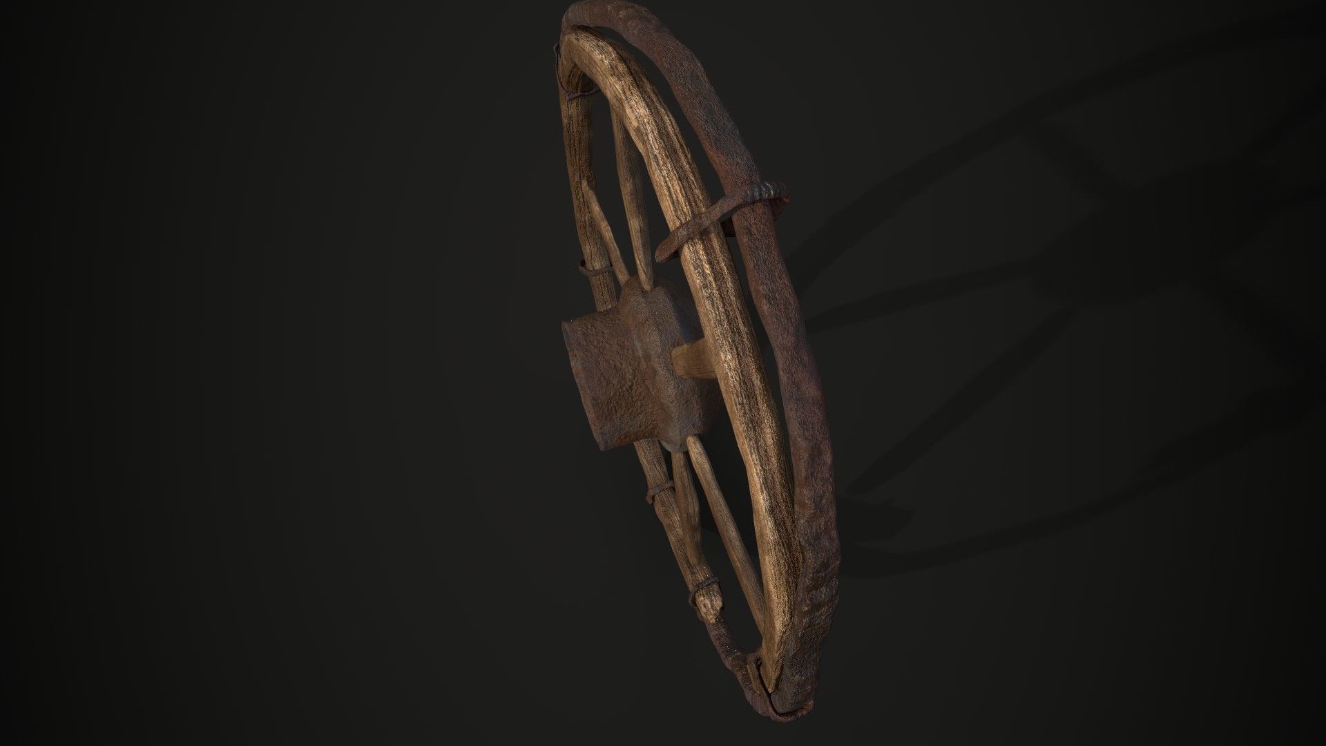 Old Destroyed Wheel Low-poly 3D model_3