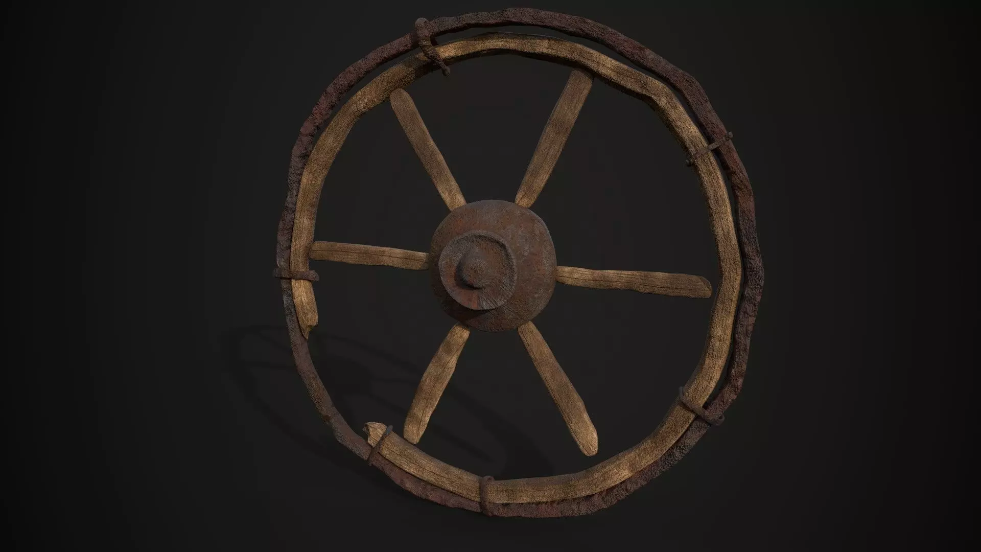 Old Destroyed Wheel Low-poly 3D model_0