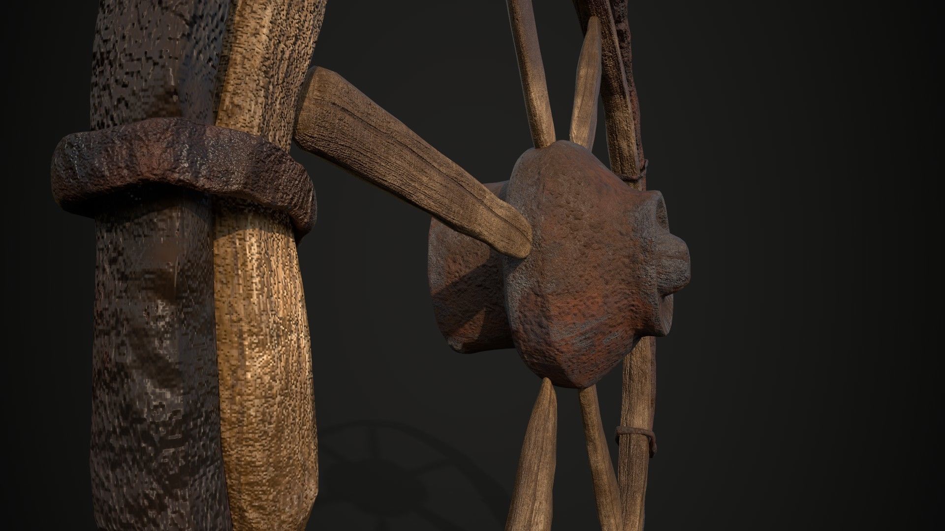 Old Destroyed Wheel Low-poly 3D model_4