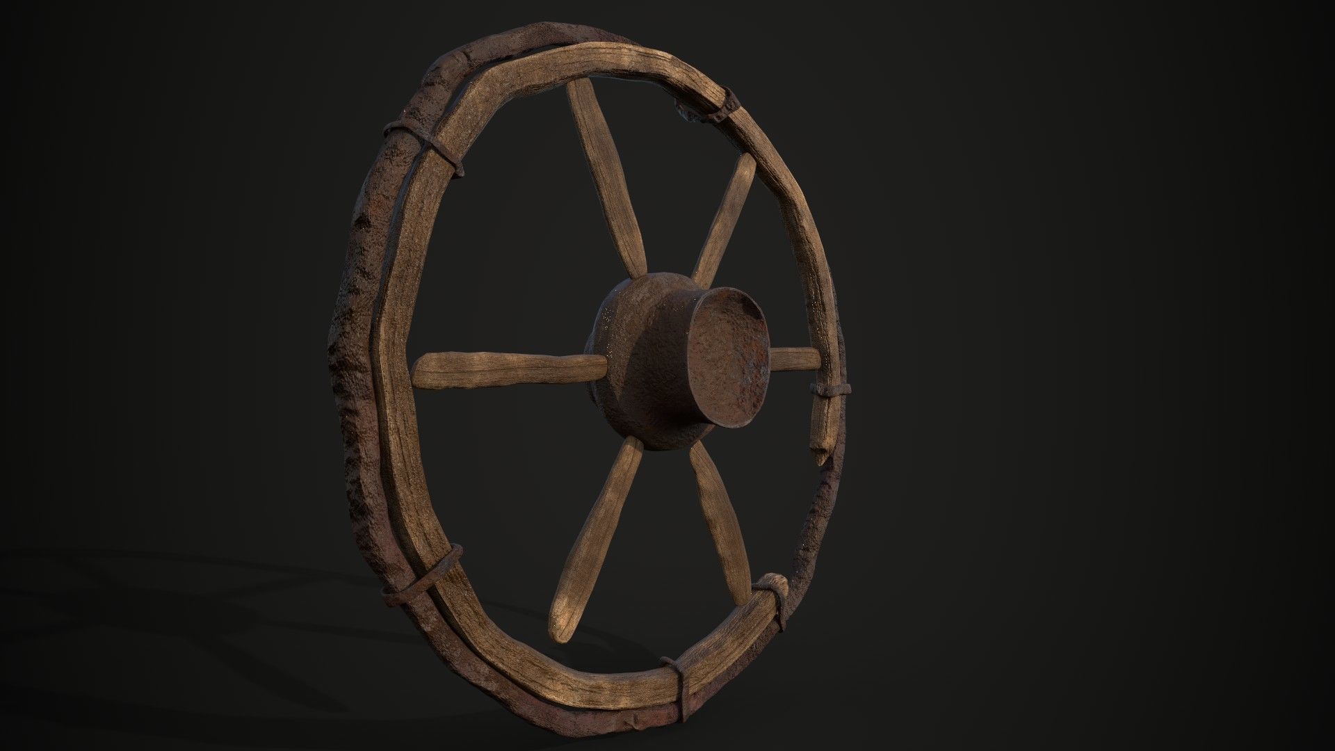 Old Destroyed Wheel Low-poly 3D model_1