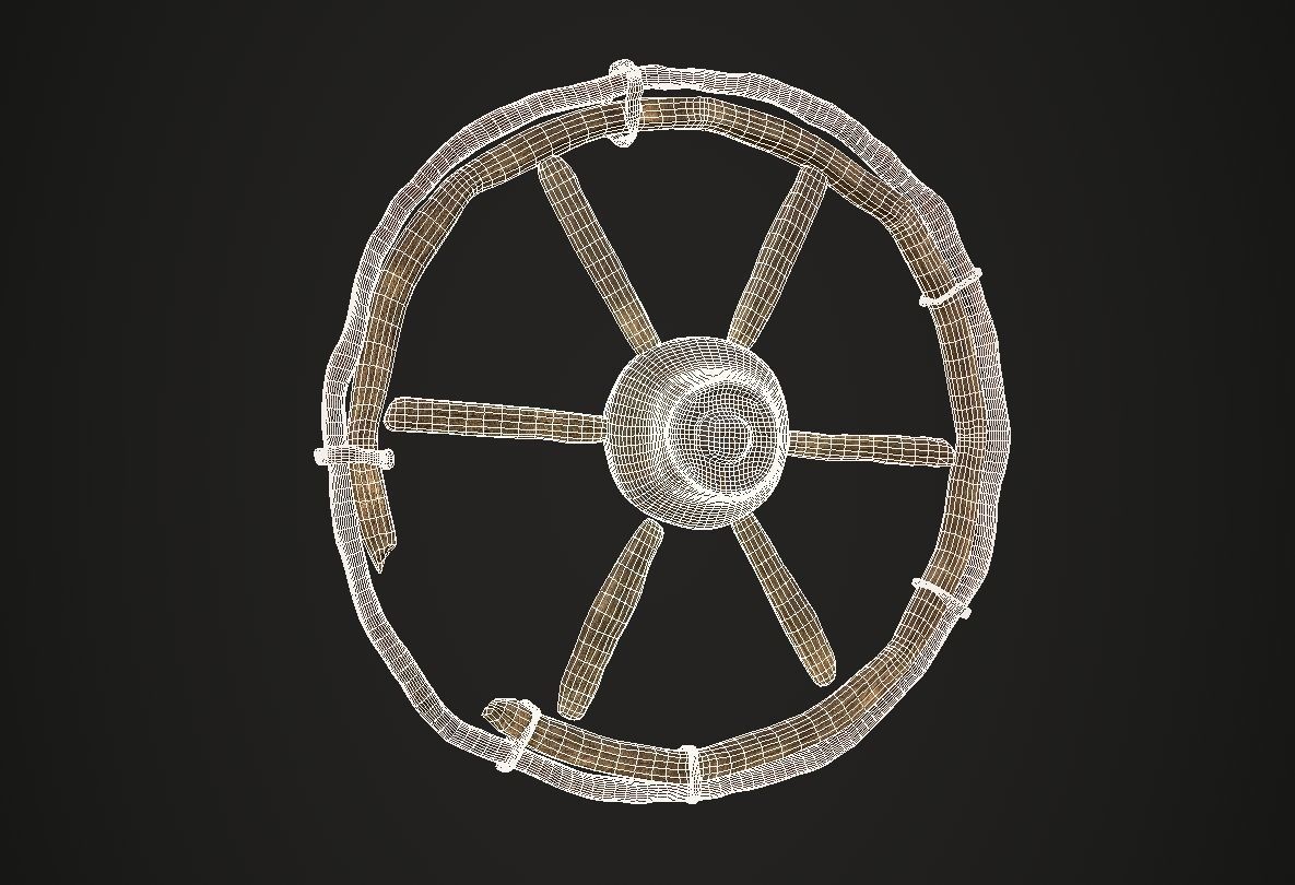 Old Destroyed Wheel Low-poly 3D model_5