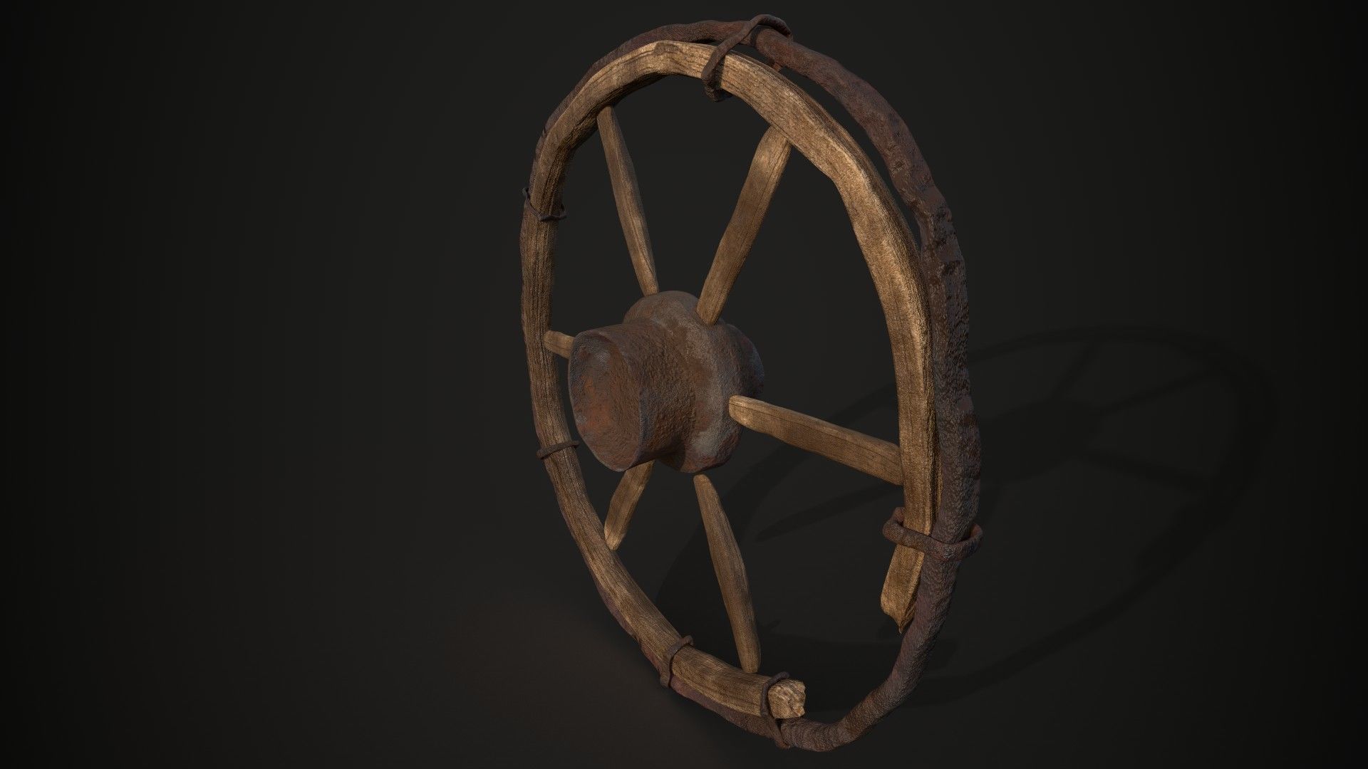 Old Destroyed Wheel Low-poly 3D model_2