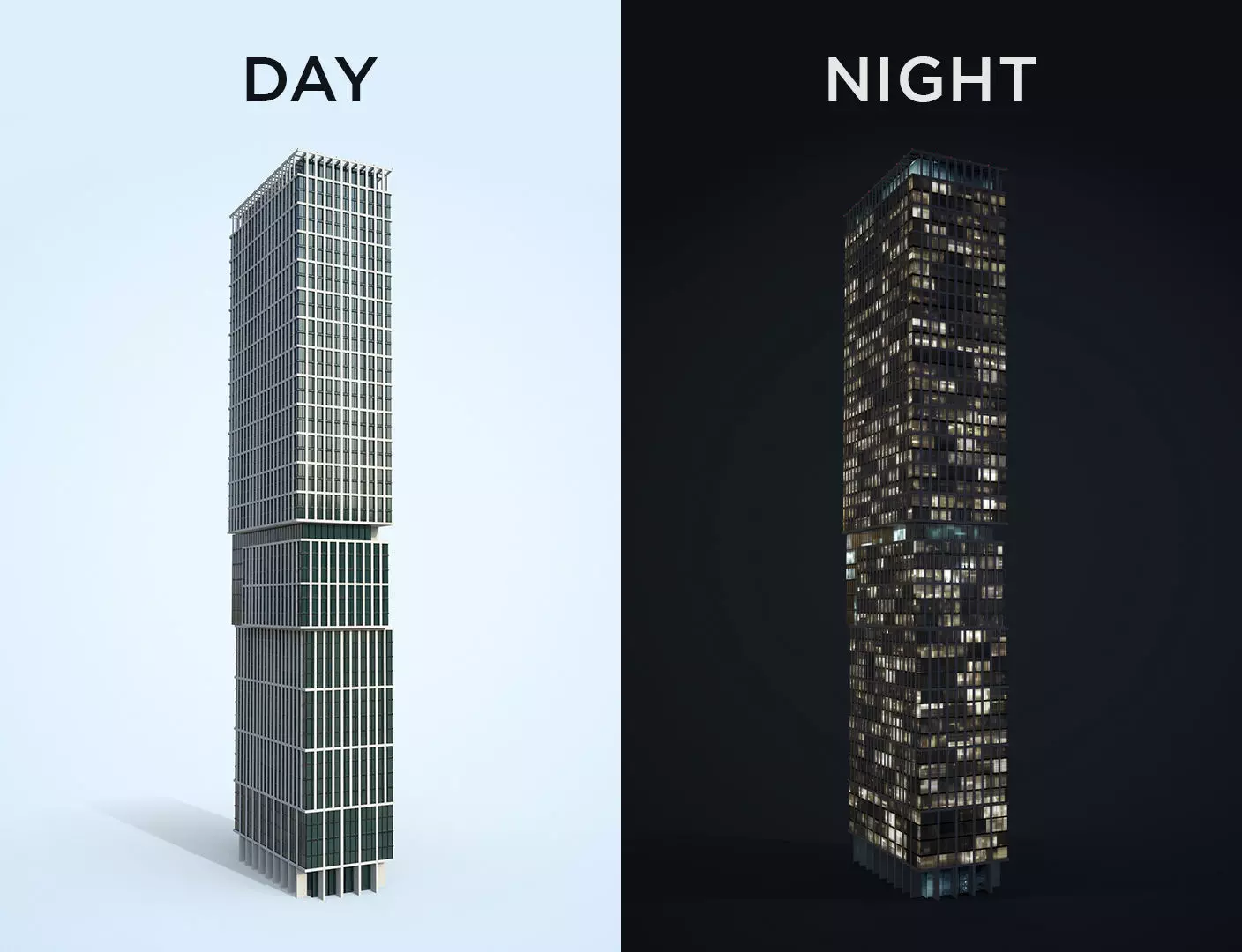 Apartment Building Day and Night Low-poly 3D model_0
