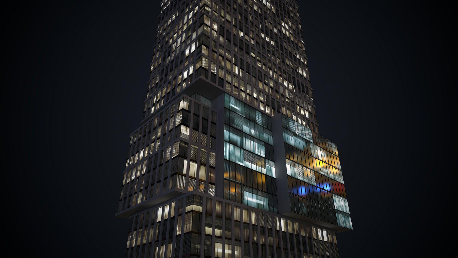 Apartment Building Day and Night Low-poly 3D model_12