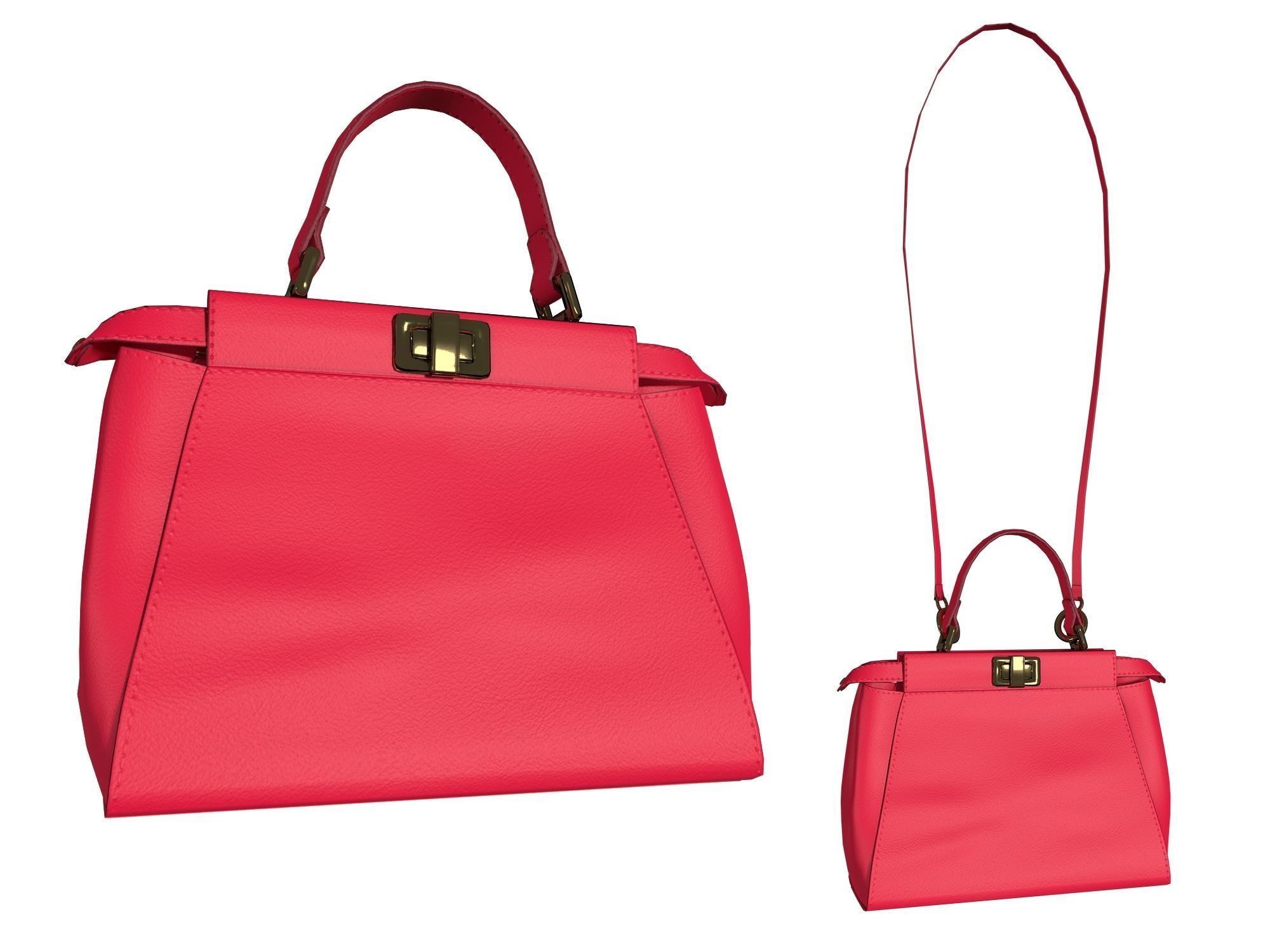 Fendi Peekaboo Small Bag - 3D Model Low-poly 3D model_6