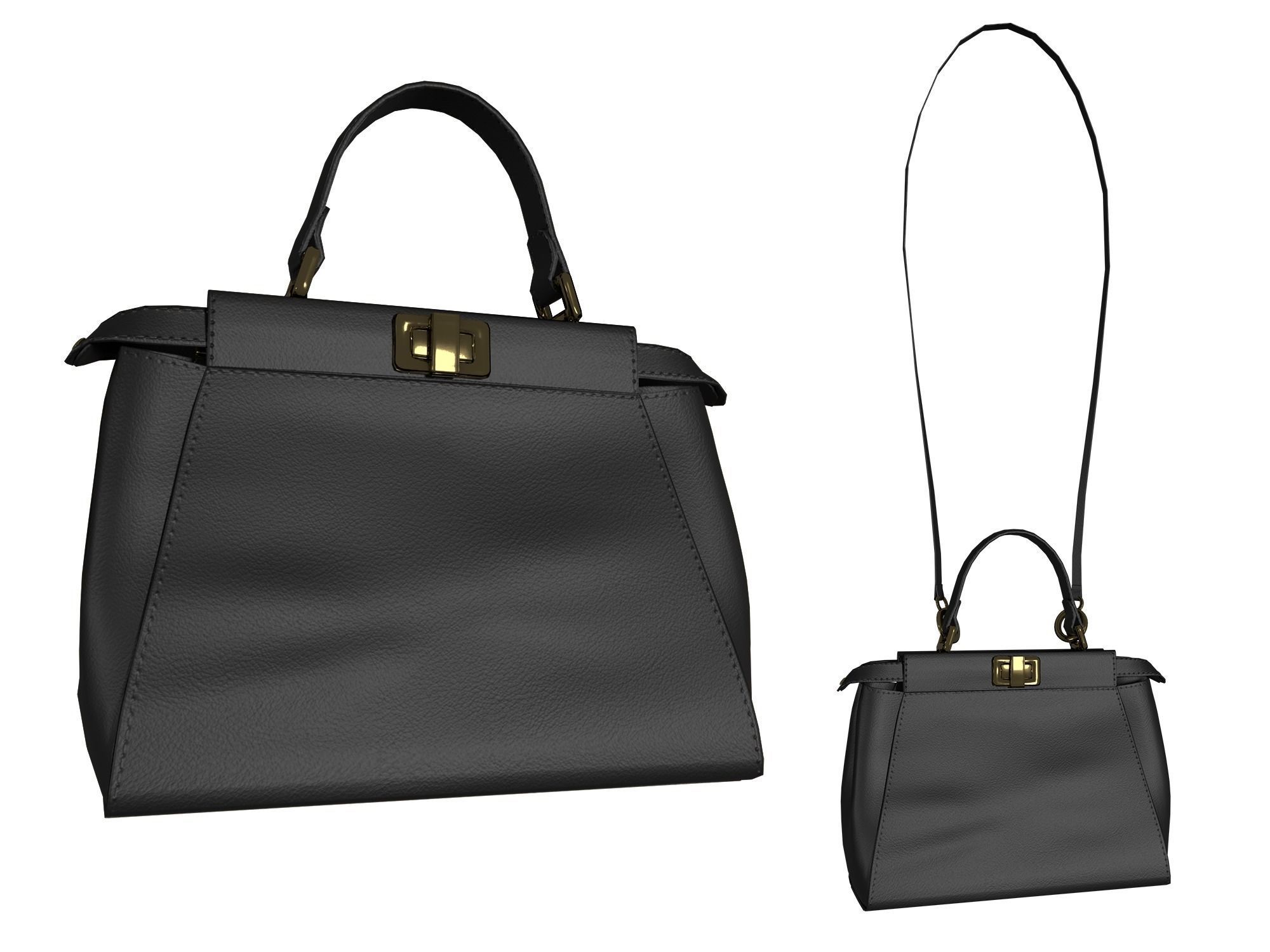 Fendi Peekaboo Small Bag - 3D Model Low-poly 3D model_3