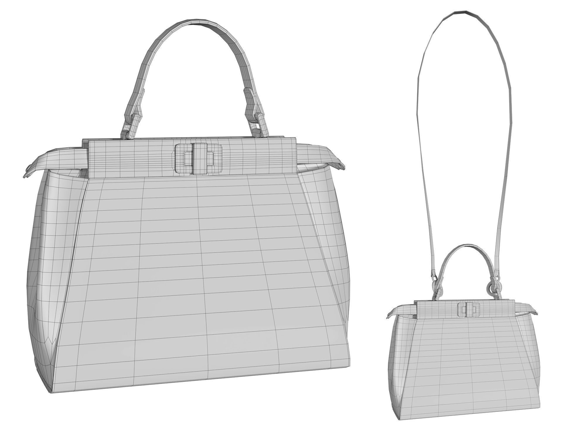 Fendi Peekaboo Small Bag - 3D Model Low-poly 3D model_8