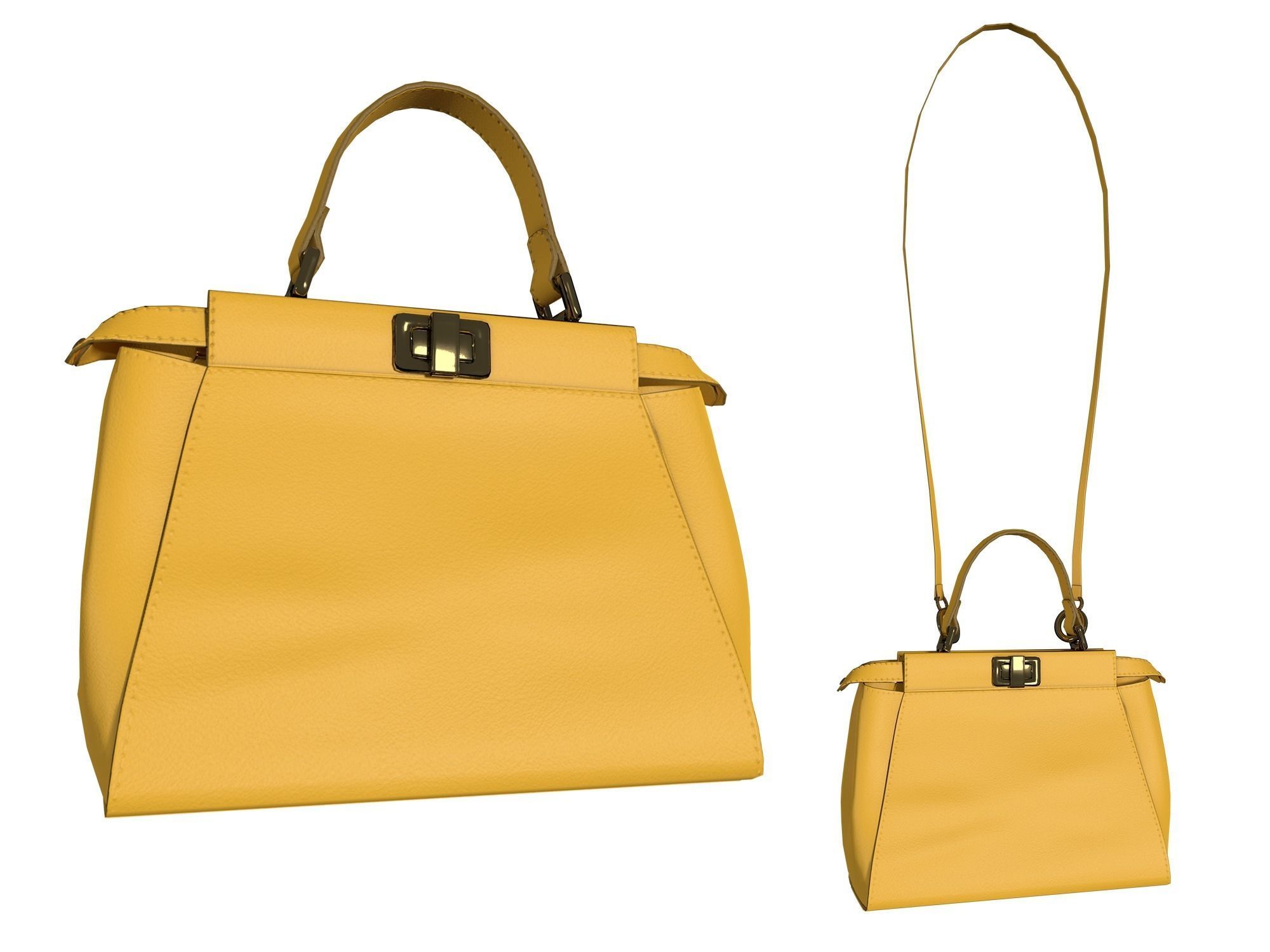 Fendi Peekaboo Small Bag - 3D Model Low-poly 3D model_7