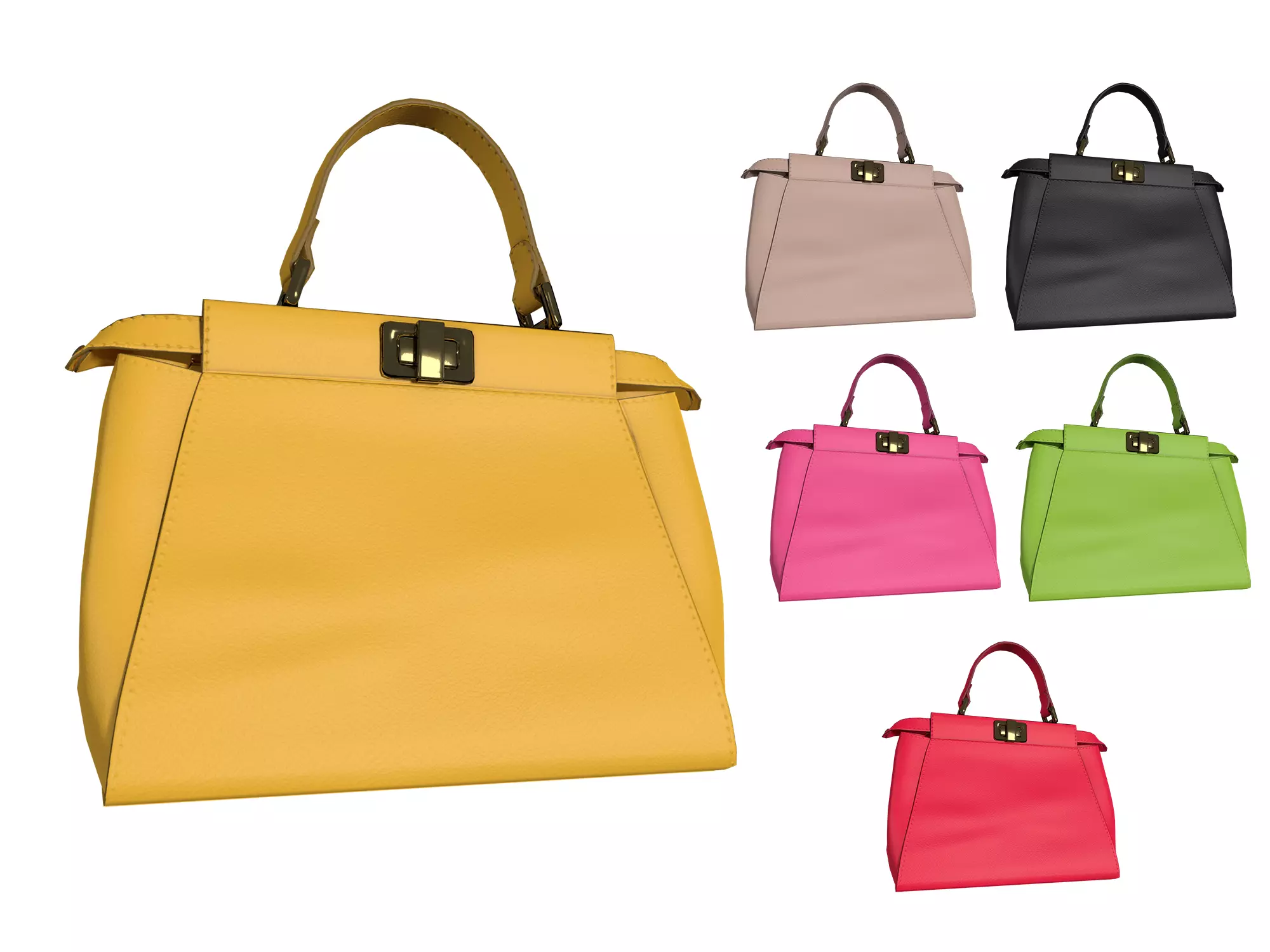 Fendi Peekaboo Small Bag - 3D Model Low-poly 3D model_0