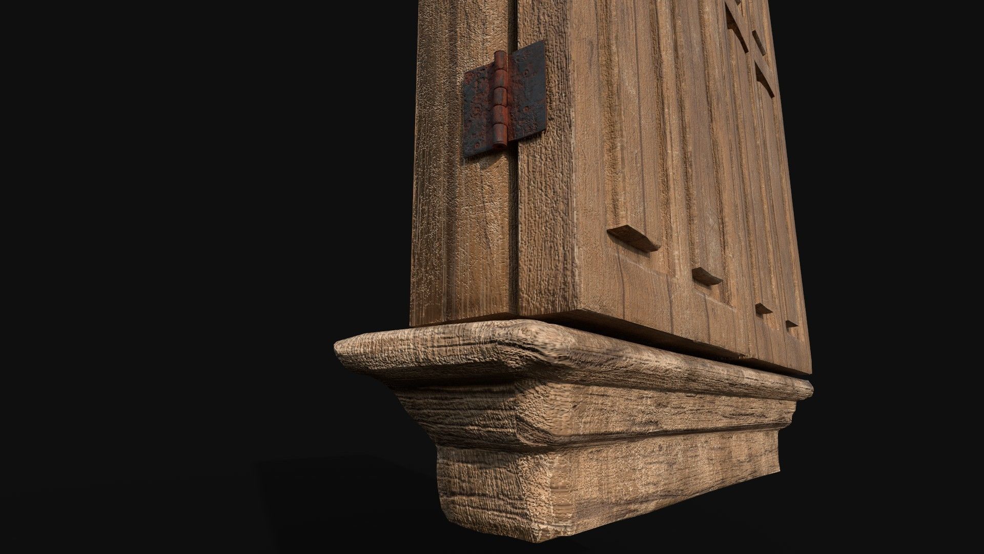 Wooden Old Window Low-poly 3D model_4