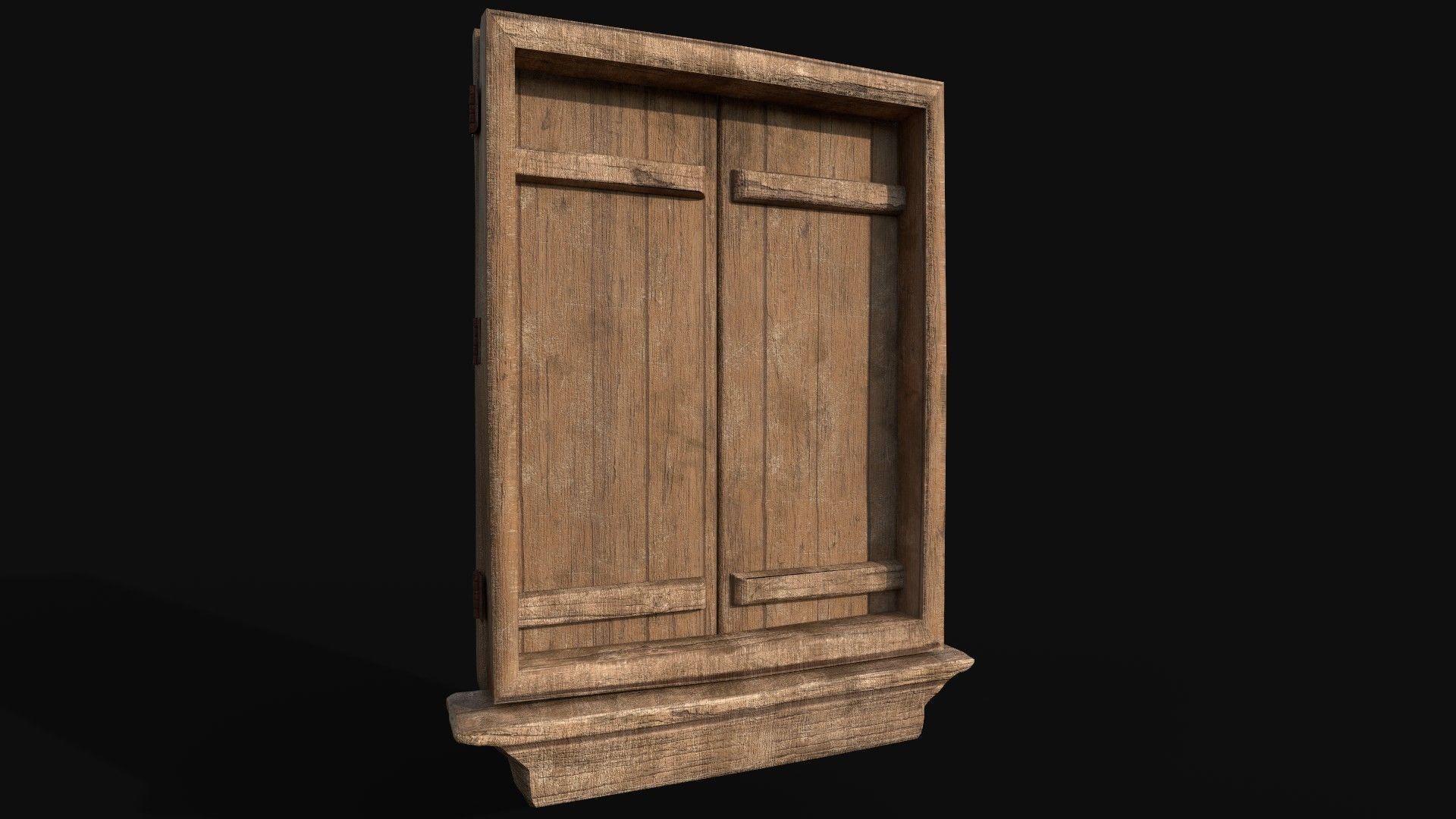 Wooden Old Window Low-poly 3D model_2