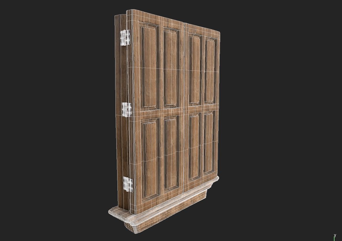 Wooden Old Window Low-poly 3D model_5