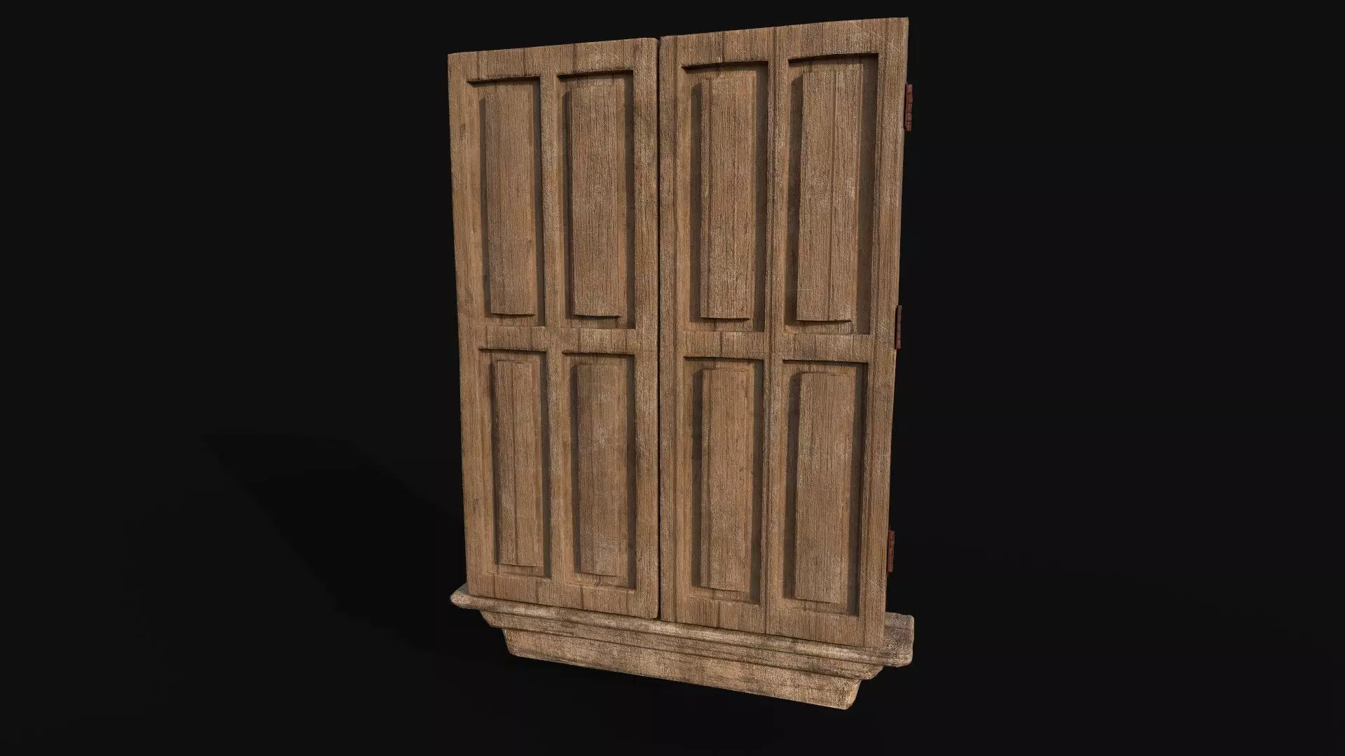 Wooden Old Window Low-poly 3D model_0