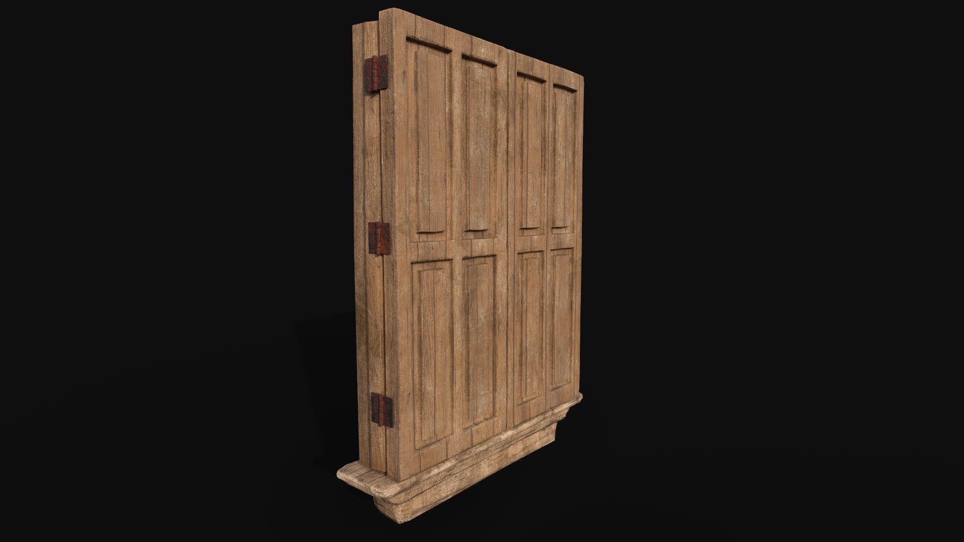 Wooden Old Window Low-poly 3D model_3