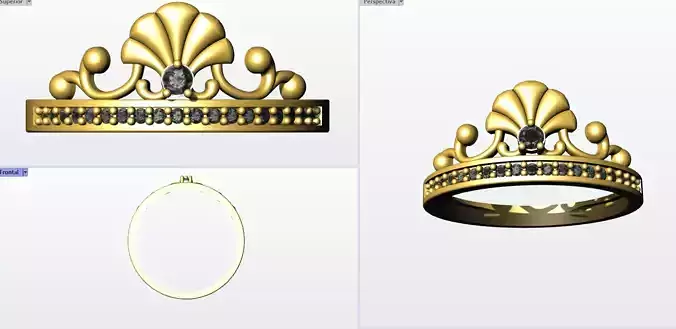 ring 3D print model crown