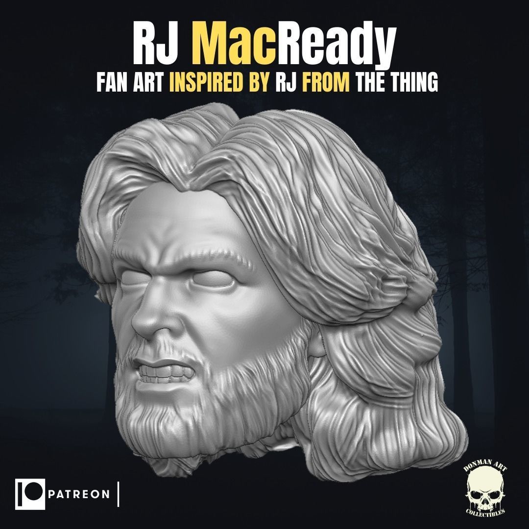 Rj Macready fan art head inspired by The Thing  3D print model_4