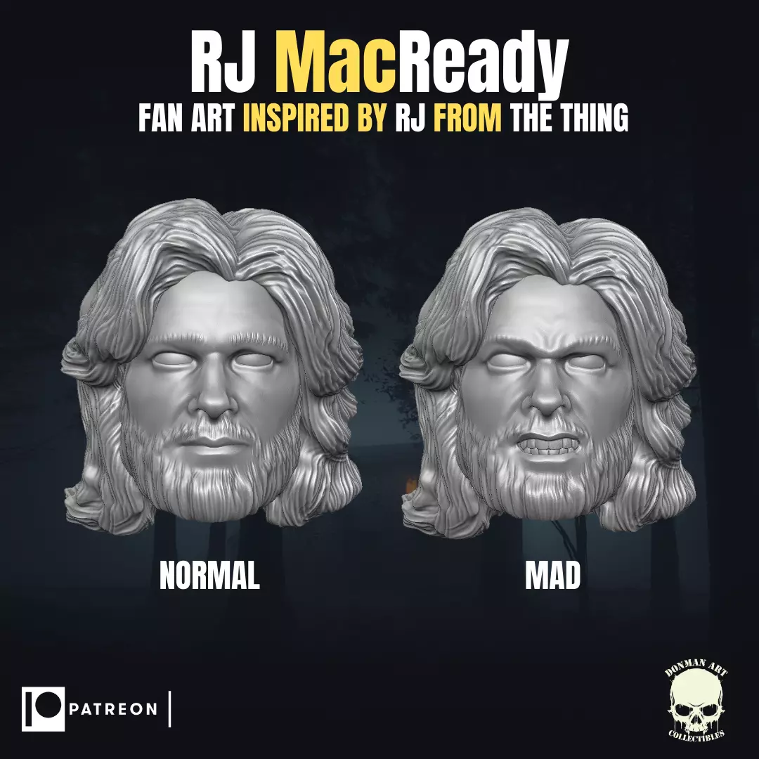 Rj Macready fan art head inspired by The Thing  3D print model_0