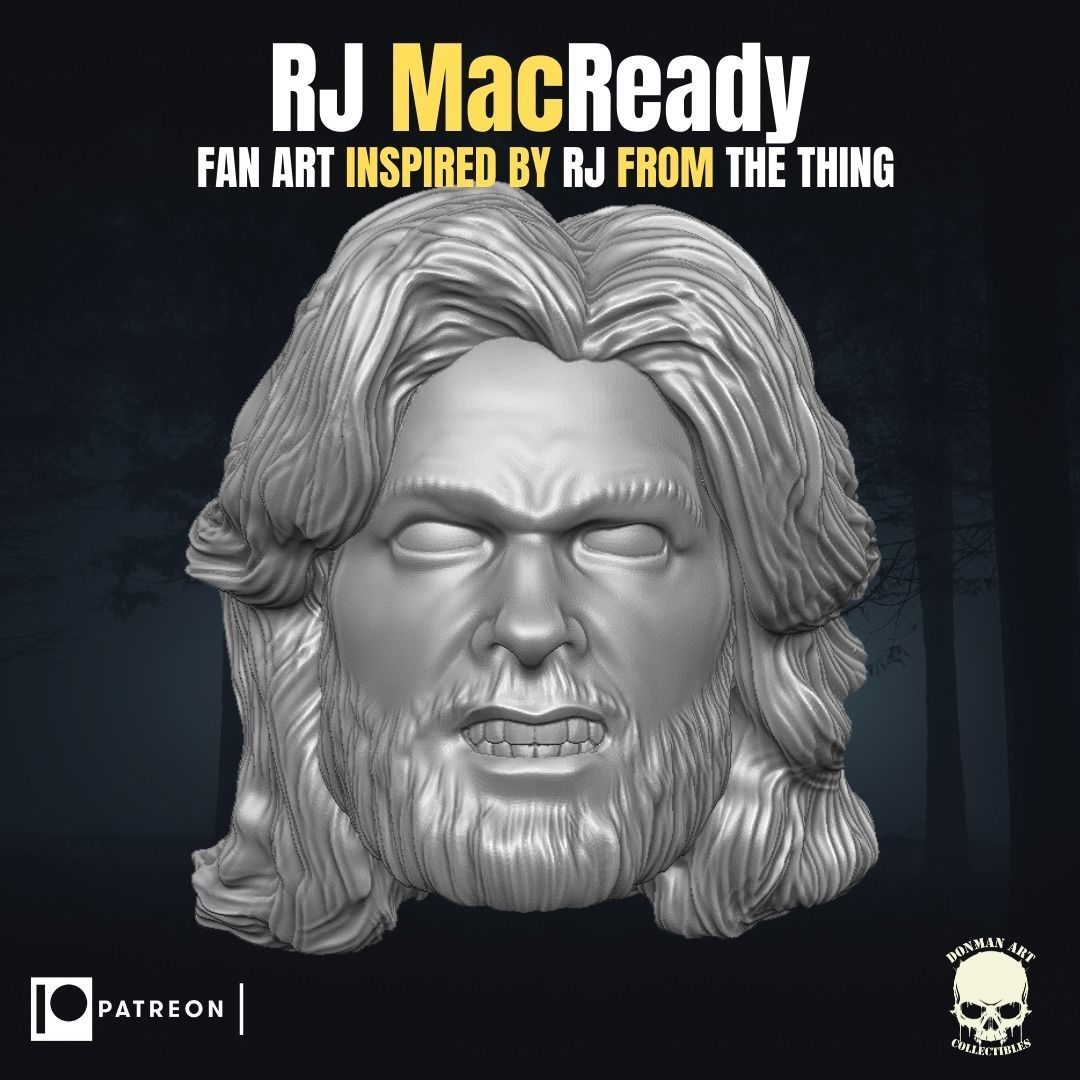 Rj Macready fan art head inspired by The Thing  3D print model_3