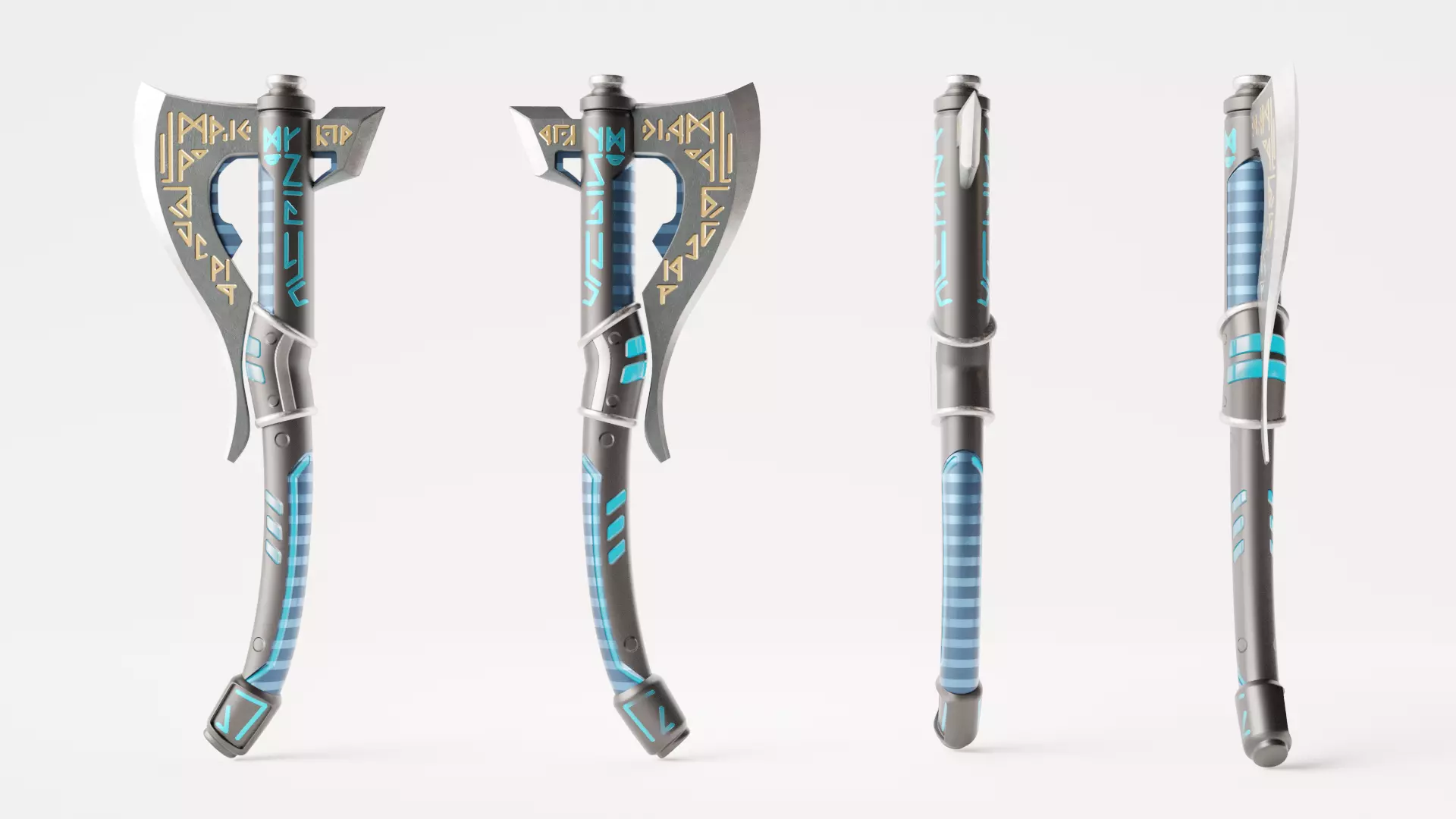 Axe Sci-fi realistic low-poly weapon for games and renders Low-poly 3D model