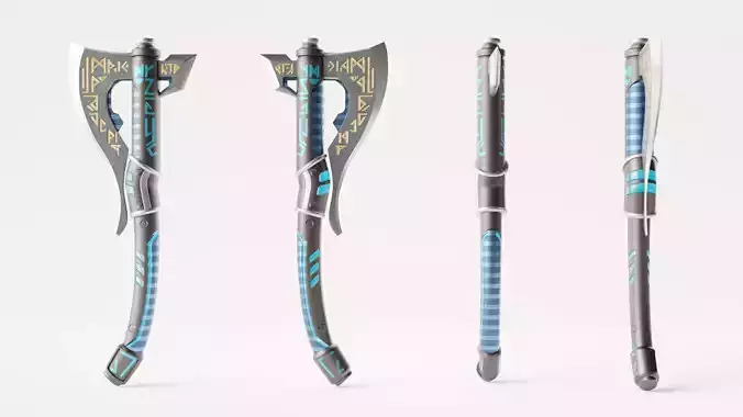 Axe Sci-fi realistic low-poly weapon for games and renders Low-poly 3D model