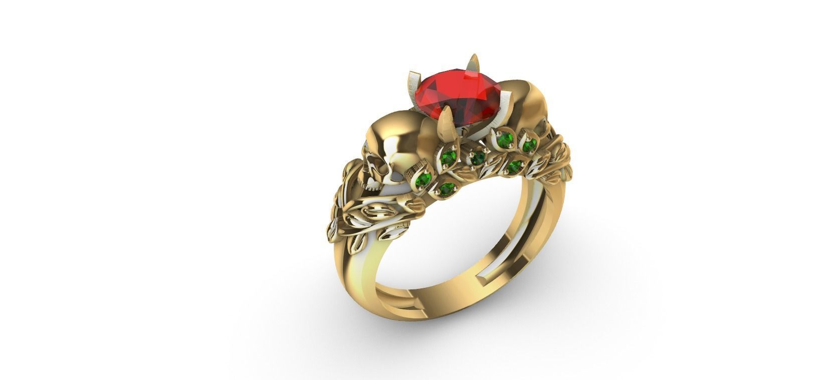 Skull Flower Ring 3D print model_8