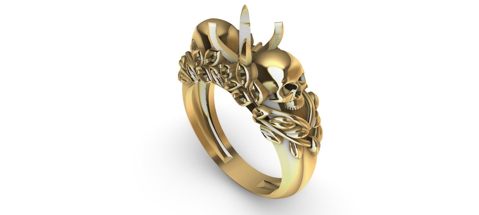Skull Flower Ring 3D print model_19