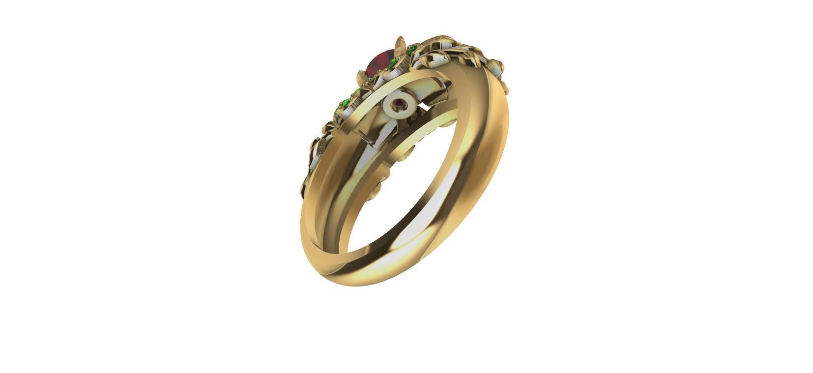 Skull Flower Ring 3D print model_11