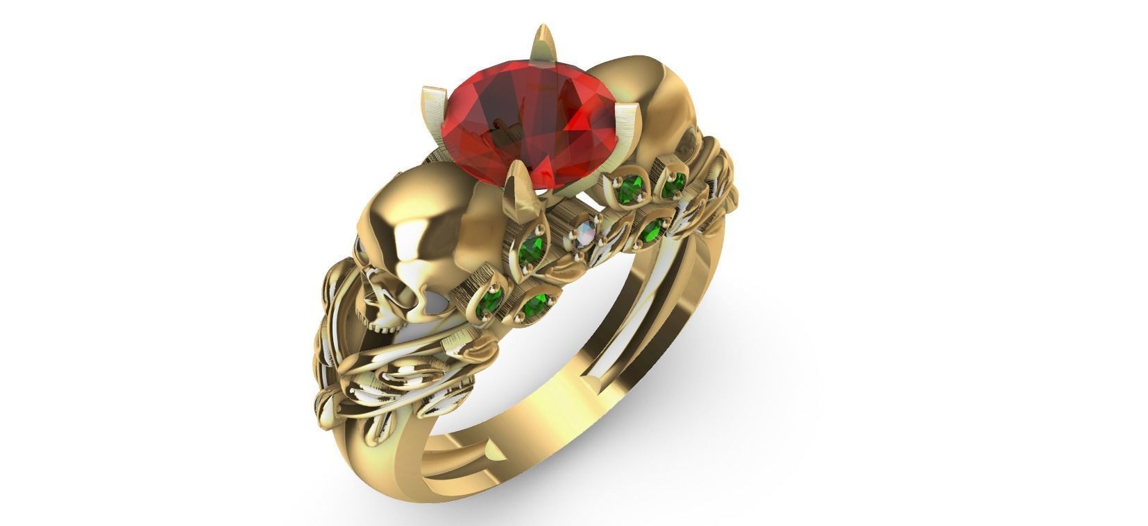 Skull Flower Ring 3D print model_13