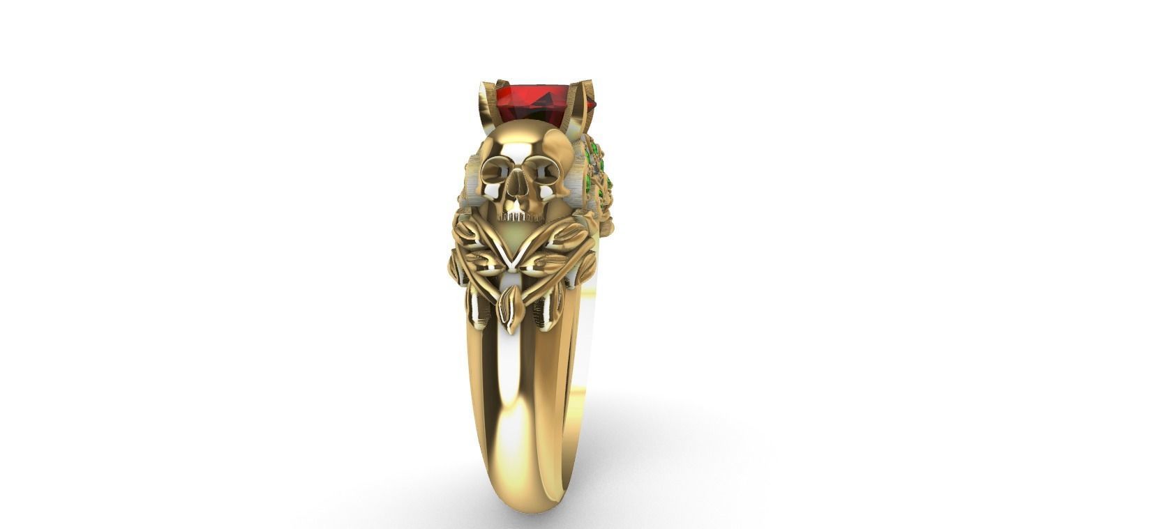 Skull Flower Ring 3D print model_4