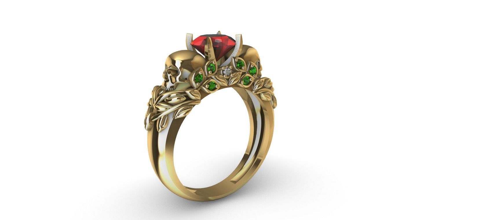 Skull Flower Ring 3D print model_1