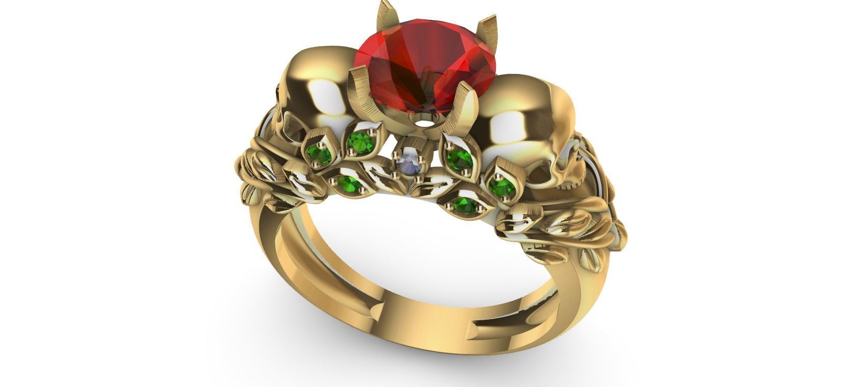 Skull Flower Ring 3D print model_16